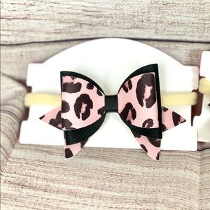 Faux leather baby girl bow